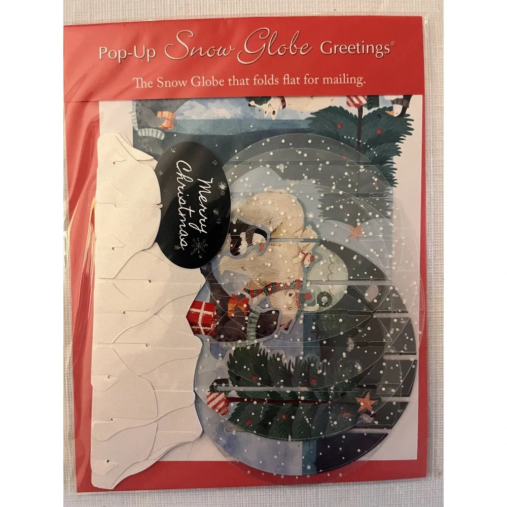 Hallmark Wonderfolds & Up With Paper Snow Globe Christmas Pop-Up Cards Lot of 4